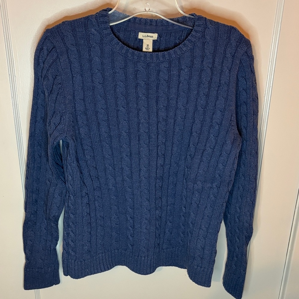 L.L. Bean Navy Cable Knit Pullover